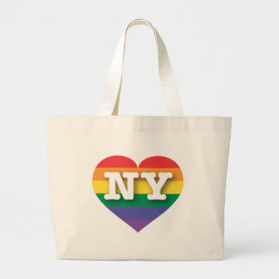 Bolsa Tote Grande Adoro o Coração Arco-Íris de Nova York