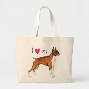 Bolsa Tote Grande Adoro o meu Boxer