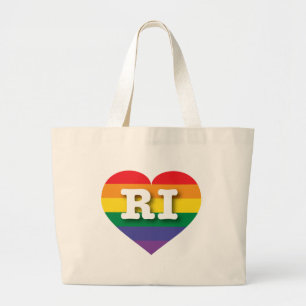 Bolsa Tote Grande Adoro Rhode Island Rainbow Heart