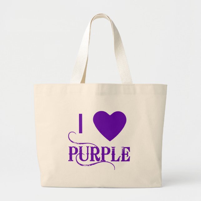 Bolsa Tote Grande Adoro Roxo com Coração Roxo (Frente)
