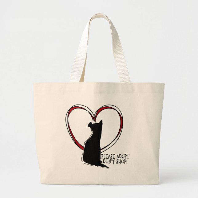 Bolsa Tote Grande Adote! Não Compre! | AMANTE DE OS ANIMAIS (Frente)