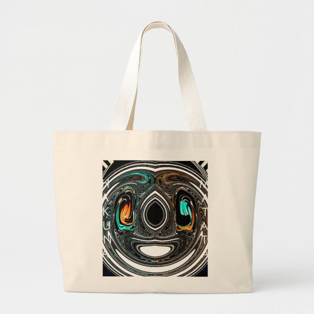 Bolsa Tote Grande African Ethnic Doodle Zebra texturou Art Impressão (Frente)