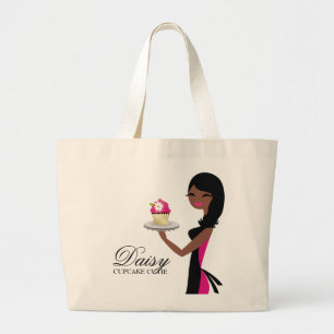 Bolsa Tote Grande Afro-americano de Cutie do cupcake de 311