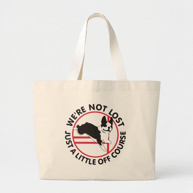 Bolsa Tote Grande Agilidade de Boston Terrier fora do curso (Frente)