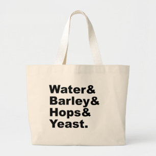 Bolsa Tote Grande Água & Cevada & Lúpulo & Levedura Ingredientes d