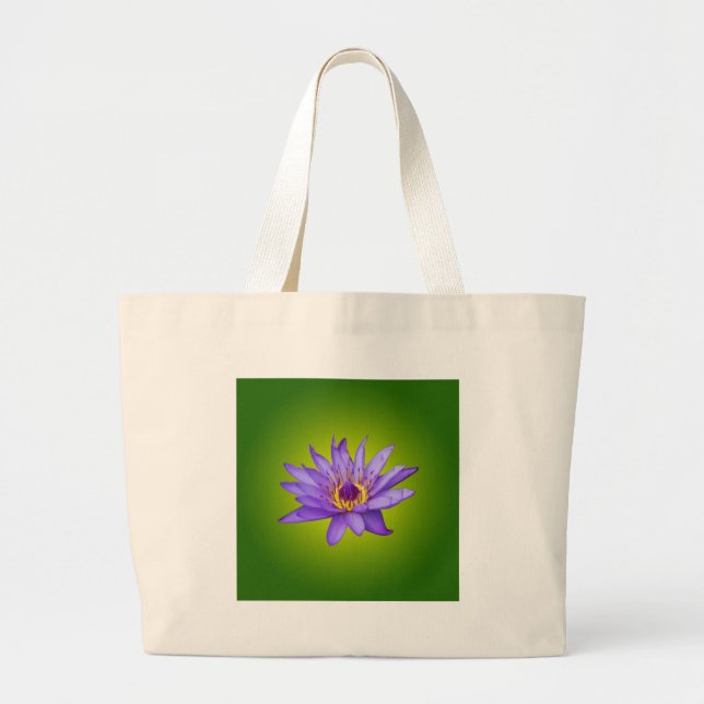 Bolsa Tote Grande Água Lily Flower Pond Aquático Púrpura Água Bloque (Frente)