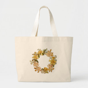 Bolsa Tote Grande Aguarela floral do vintage da grinalda da flor do