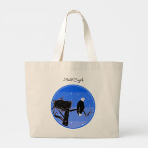 Bolsa Tote Grande Águia Balda no inverno - Arte original sobre a vid