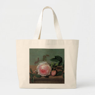 Bolsa Tote Grande Ainda vida das flores em uma borda