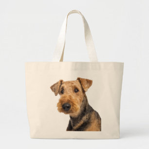 Bolsa Tote Grande Airedale Terrier Brown & Black Puppy Dog Love