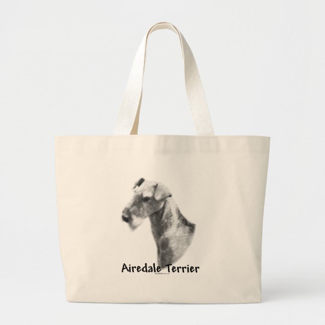 Bolsa Tote Grande Airedale Terrier Charcarboneto (Frente)