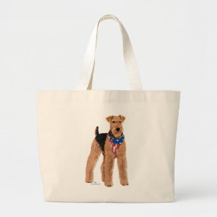 Bolsa Tote Grande Airedale Terrier Patriótico