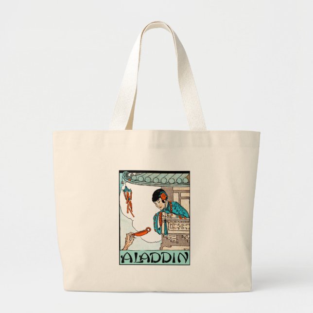 Bolsa Tote Grande Aladdin Lanterna Mágica Chinesa Vintage  (Frente)