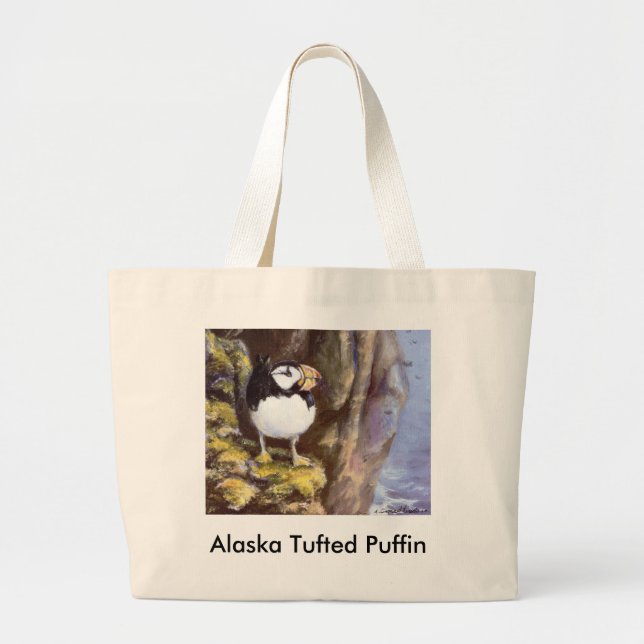 Bolsa Tote Grande Alaska Tufted Puffin (Frente)