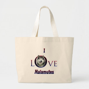 Bolsa Tote Grande Alaskan Malamute I Love