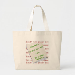Bolsa Tote Grande Alaskan Malamute Naughty ou Nice