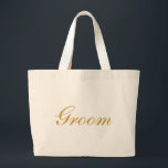 Bolsa Tote Grande Alcance Dourado<br><div class="desc">Este nome personalizado monograma,  uma bolsa de tote vintage fofa é a melhor ideia de presente para noivos e padrinhos de casamento em casamentos.</div>