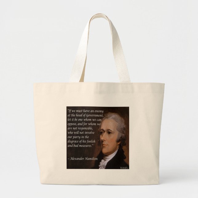 Bolsa Tote Grande Alexander Hamilton & Enemy Citação Principal da Na (Frente)