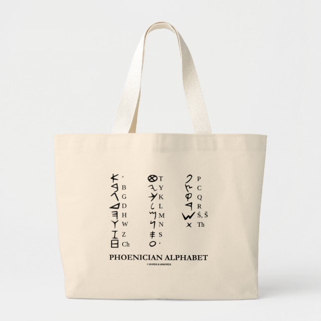 Bolsa Tote Grande Alfabeto de Phoenician (criptografia da (Frente)