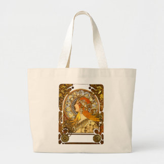 Bolsa Tote Grande Alfonse Mucha Zodiac Art Nouveau Mulher