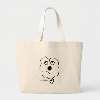 Bolsa Tote Grande Algodão de Tulear dos desenhos animados - o gato