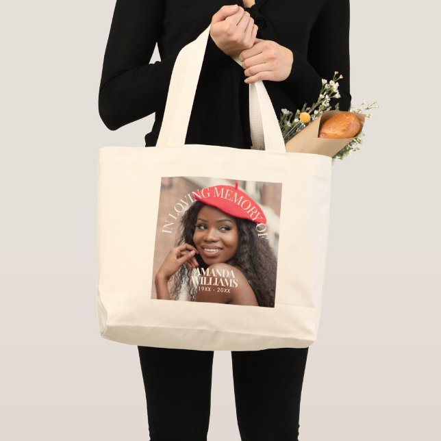 Bolsa Tote Grande Algodão Memorial Personalizado com Foto e Texto (Frente (produto))