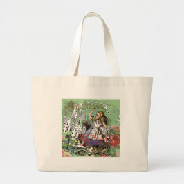 Bolsa Tote Grande alice cards maravilderland hatrabbit