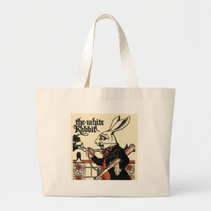 Bolsa Tote Grande Alice Coelho Branco Clássico País das Maravilhas 