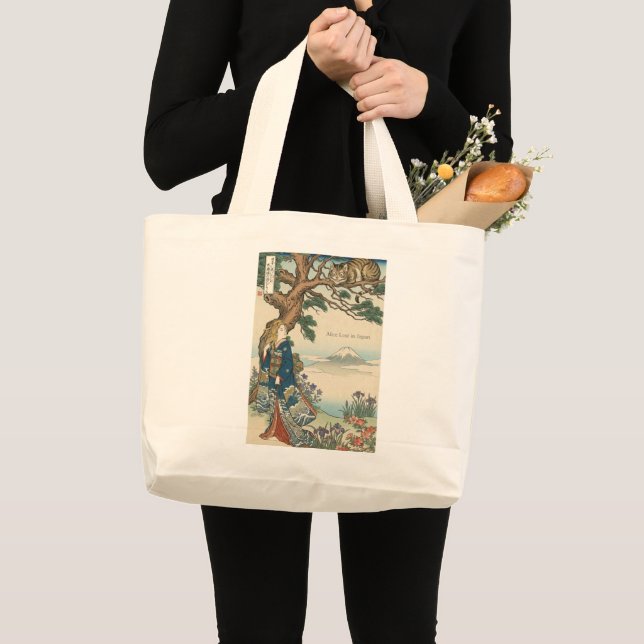 Bolsa Tote Grande Alice Lost in Japan | Ukiyo-e Mad Journey (Frente (produto))