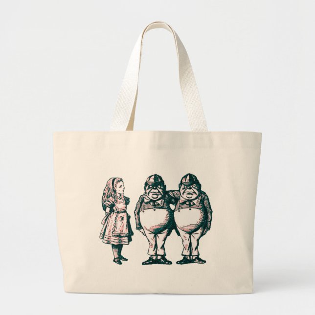 Bolsa Tote Grande Alice, Tweedle Dee & Tweedle Dum no matiz (Frente)