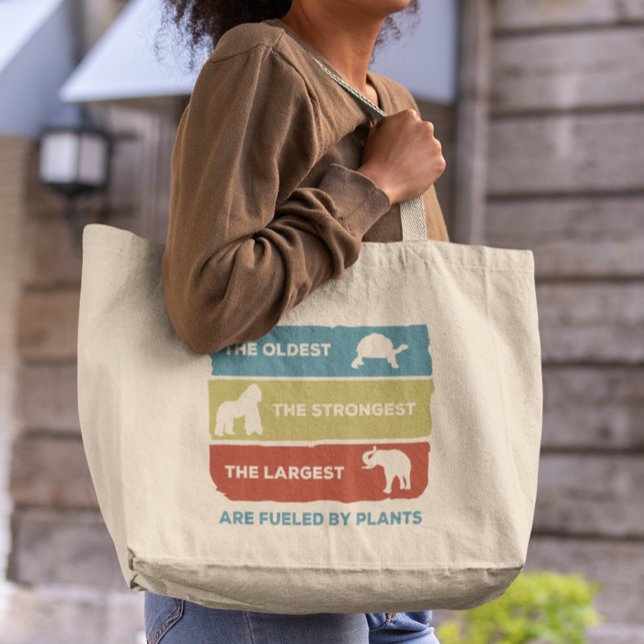 Bolsa Tote Grande Alimentados por plantas Vegan animais alimentados (Criador carregado)