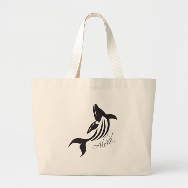 Bolsa Tote Grande Aloha baleia de Havaí (Frente)