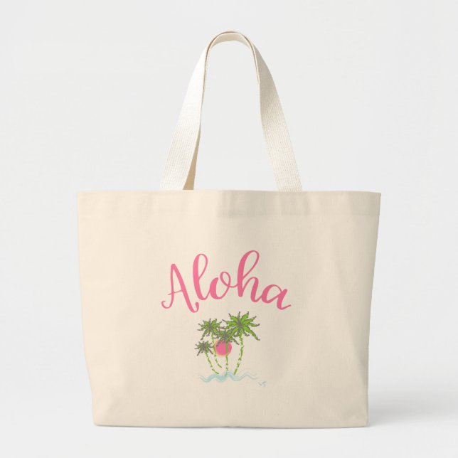 Bolsa Tote Grande Aloha Beaches Hawaiian Style Summer (Frente)