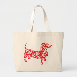 Bolsa Tote Grande Aloha Doxies vermelhos