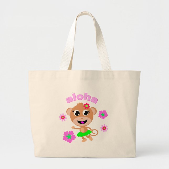 Bolsa Tote Grande aloha macaco (Frente)