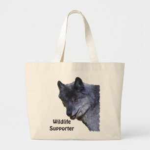 Bolsa Tote Grande Aloof Cinza Wolf Wildlife Supporter Tote Bags