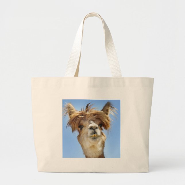 Bolsa Tote Grande Alpaca com cabelo louco (Frente)