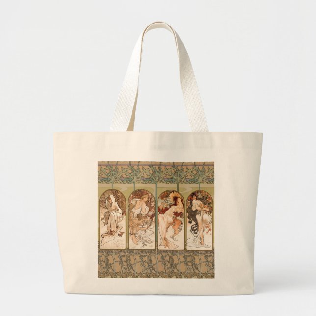 Bolsa Tote Grande Alphonse Mucha The Seasons 1897 Art Nouveau (Frente)