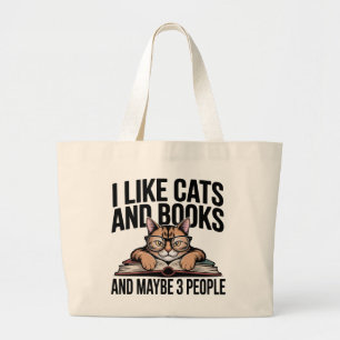 Bolsa Tote Grande Amante de Livros Mãe de Gato Antissocial Introvert