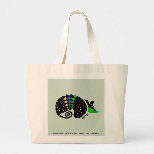 Bolsa Tote Grande Amante de os animais ARMADILLO banido da legal Trê (Frente)
