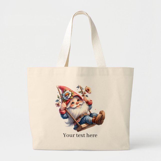 Bolsa Tote Grande Amantes de jardinagem de gnomos (Frente)
