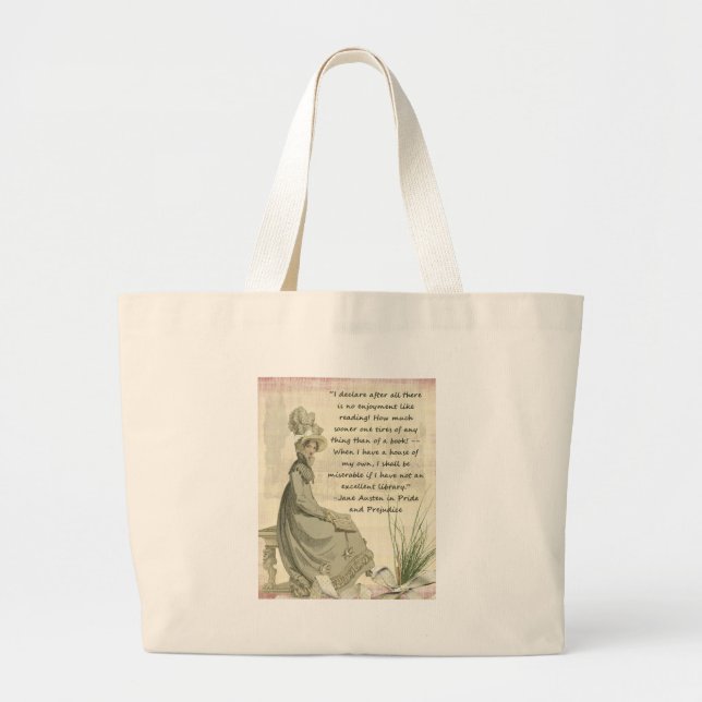 Bolsa Tote Grande Amantes de livro de Jane Austen (Frente)