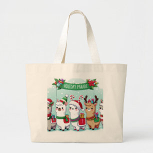 Bolsa Tote Grande Amantes do Natal de Lhama 