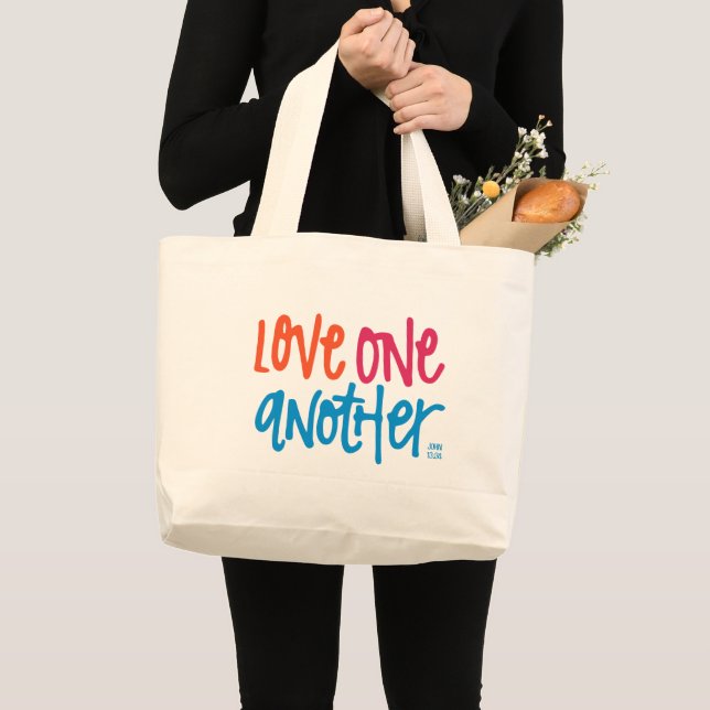Bolsa Tote Grande Amar um ao outro (Frente (produto))