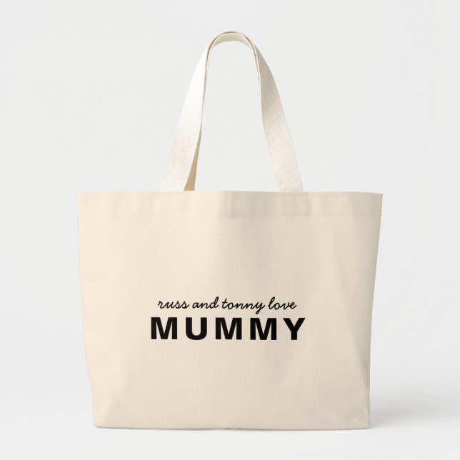 Bolsa Tote Grande Ame Mamãe | Design Moderno e Ousado de Nomes de Cr (Frente)