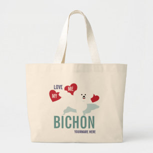 Bolsa Tote Grande Ame-me amor minha sacola de Bichon