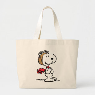 Bolsa Tote Grande Amendoins   Snoopy O Áce Voador