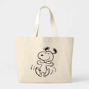 Bolsa Tote Grande Amendoins   Uma dança feliz snoopy