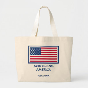 Bolsa Tote Grande AMÉRICA DEUS ABENÇOE  Patriótico  EUA  American