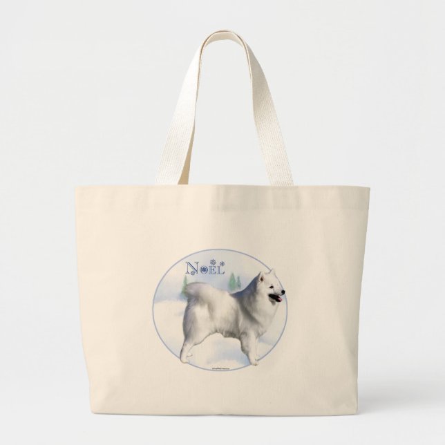 Bolsa Tote Grande American Eskimo Dog Noel (Frente)